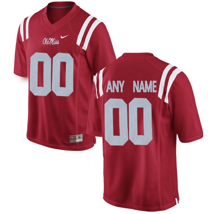 Custom Ole Miss Rebels NCAA Men's Red #00 Stitched Limited College Football Jersey HFC6658JW